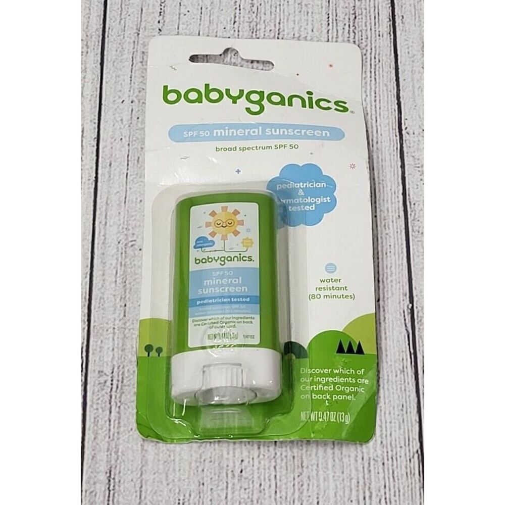 Babyganics SPF 50 Pure Mineral Sunscreen Stick .47 oz NEW